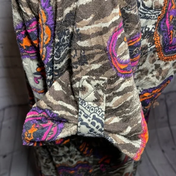 Y2k Mobwife Patterned Short Sleeve Top Size 16 - Picture 4 of 4